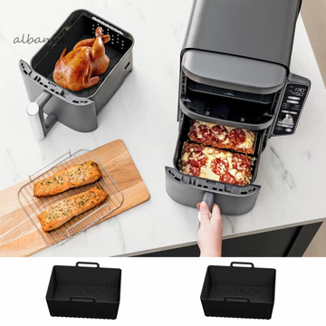 < alb > Chảo Nướng Silicon Cho Nồi Chiên Không Khí Chịu Nhiệt Cao Lớp Lót Nồi Chiên Không Khí 2 Chiếc Silicon Lót Cho Ninja Sl401 Nồi Chiên Không Khí 2 Nồi Chống Dính Cho Sức Khỏe