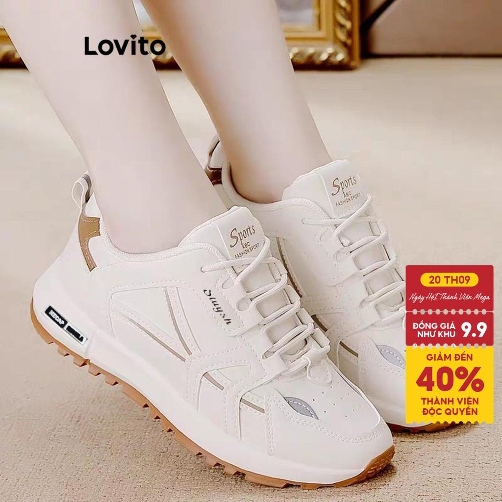 Lovito Giày Thể Thao Thường Ngày Đơn Giản Thoáng Khí Bằng Da Kiểu Dáng Hàn Quốc Đa Năng Nhẹ Thích Hợp Cho Chạy Bộ Học Sinh Chơi Pickleball Giày Sneaker Cho Nữ LFA55315