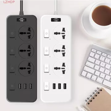 Ổ cắm điện đa năng LZHDP, ổ cắm kéo dài 3 ổ cắm, dây cáp nối dài dạng phẳng, công tắc bật/tắt an toàn độc lập, phích cắm US UK EU, phù hợp cho gia đình