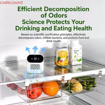 Máy lọc tủ lạnh CODECOVED, Máy khử mùi tủ lạnh lâu trôi có thể tái sử dụng, Máy làm mát không khí 3 chế độ Màn hình LED đa chức năng Máy khử trùng gắn trên ô tô Văn phòng