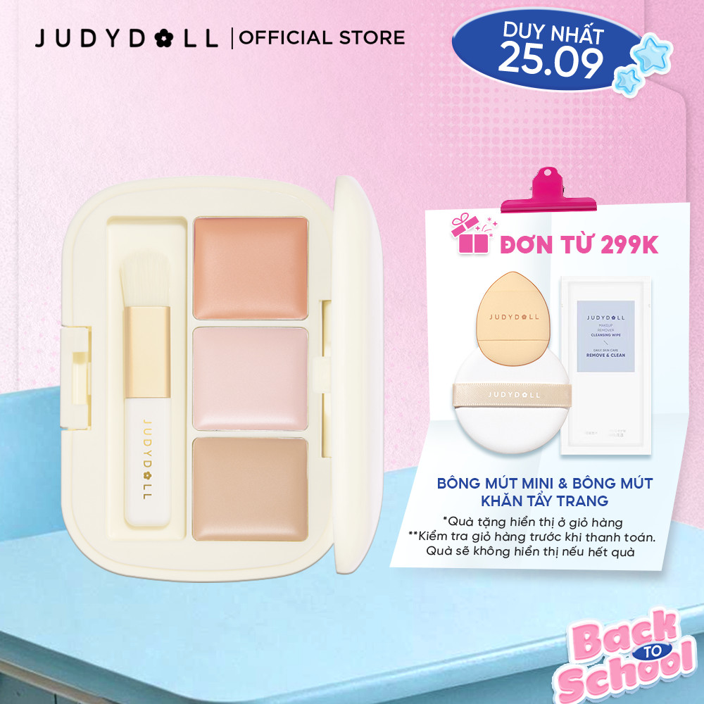 Kem Che Khuyết Điểm 3 Ô JUDYDOLL Concealer Palette Che phủ tốt Triệt Sắc Che quầng thâm Không mốc nền Lâu trôi 8.5g