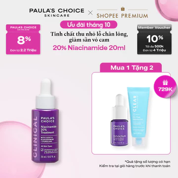 Tinh chất thu nhỏ lỗ chân lông to và làm sáng mịn bề mặt da Paula's Choice Clinical Niacinamide 20% Treatment 20ml 8030