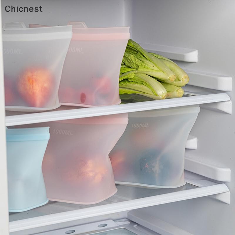 [Chc] 3 Túi Bảo Quản Thực Phẩm Silicon Có Thể Tái Sử Dụng Đứng Lên Hộp Đựng Chống Rò Rỉ Túi Tươi Bảo Quản Thực Phẩm Bọc Tươi [VN]