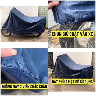 [Vải Dù Dày Nặng 1kg]Bạt Phủ Xe Máy Cao Cấp Vải Dù 2 Mặt Che Nắng, Mưa, Bụi Giữ Xe Luôn Như Mới