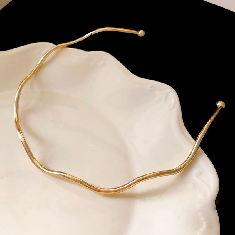 Dây Chuyền Cổ Choker Hình Sóng Mạ Vàng | Không Gây Dị Ứng Không Gỉ Màu | Phong Cách Tối Giản Thanh Lịch Đi Làm Đi Tiệc Hàng Ngày