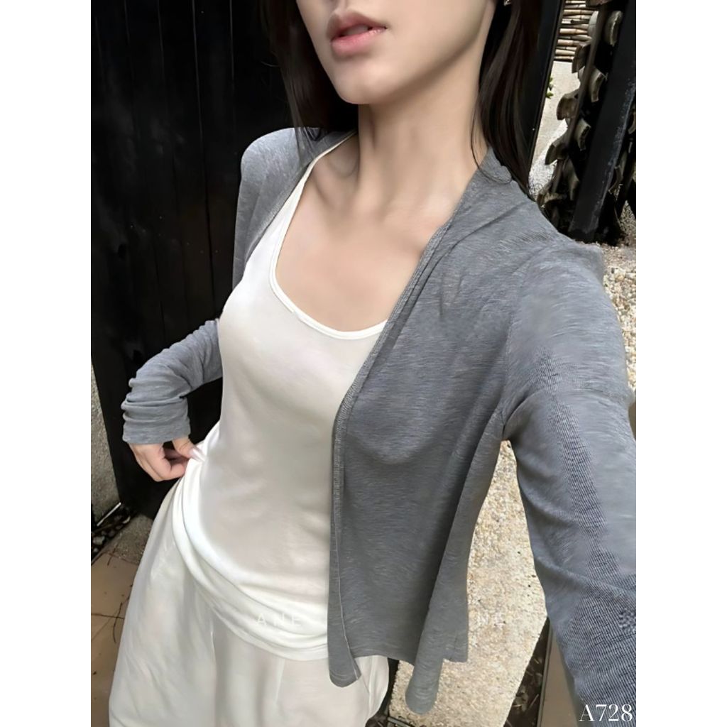 Áo Cardigan Nữ Dáng Dài, Áo Khoác Cotton Co Giãn Thoáng Mát, Phong Cách Basic_A728