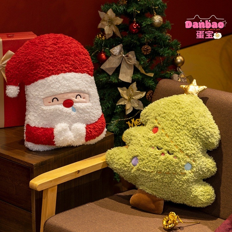 ((DANBAO) Chubby Santa Friends Đồ chơi sang trọng Gối cây thông Noel dễ thương Chất liệu người tuyết Santa Nai sừng tấm Quà tặng mềm cho bạn bè Quà tặng Giáng sinh Đồ chơi DANBAO