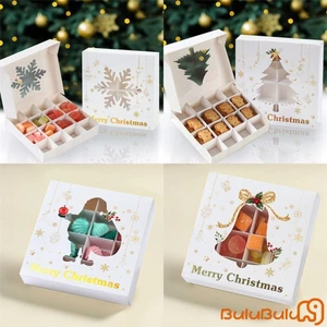 Bộ 6 Món Hộp Kẹo Giáng Sinh Trong Suốt Ông Già Noel / Người Tuyết Hộp Đựng Bánh Giấy