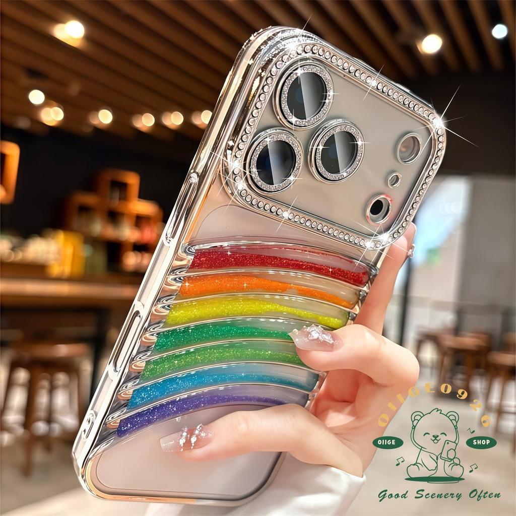【 Ốp lưng iPhone17 】 Vỏ điện thoại cầu vồng cát lún kim cương iphone17 Pro Max 16 15 14 13 cho vỏ iPhone Vỏ mềm silicon TPU chống sốc