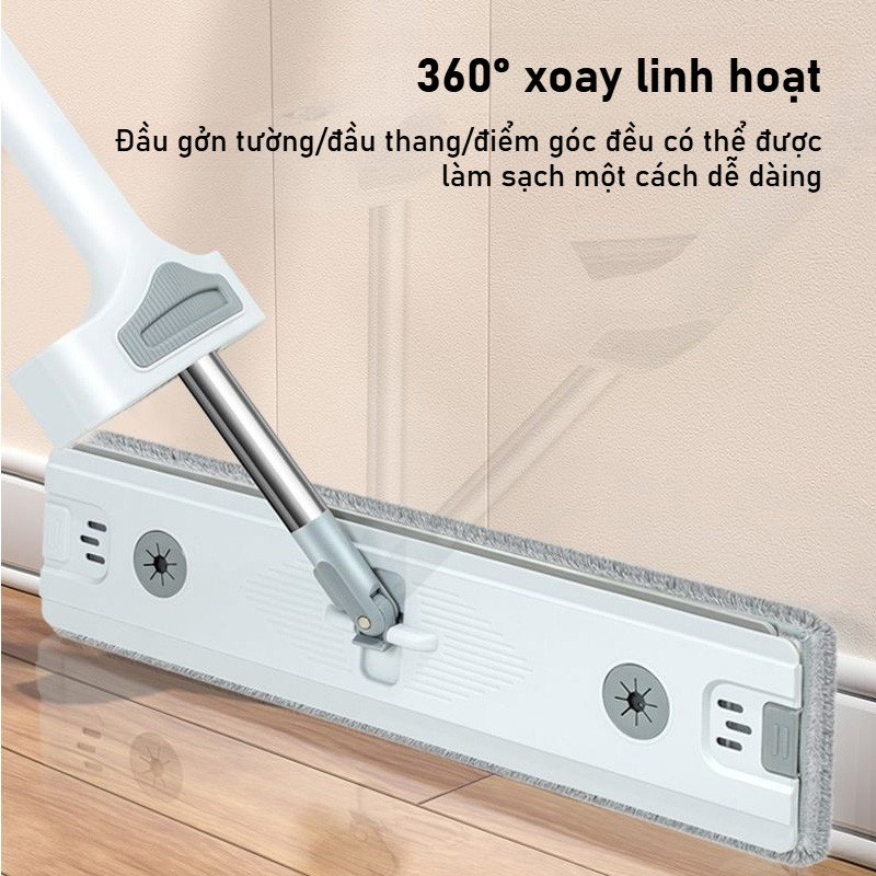 Cây Lau Nhà Tự Vắt Thông Minh, Xoay 360°, thảm 45cm, dọn dẹp sạch không vết, Phù hợp với mọi loại sàn