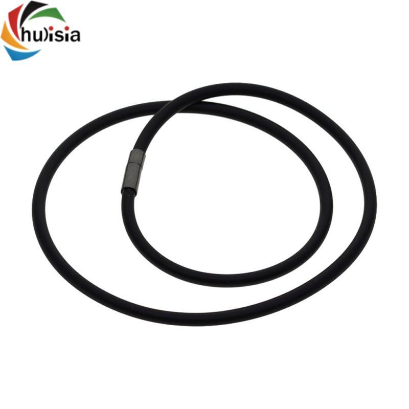 Dây cao su màu đen 4mm Vòng cổ bạc Khóa móc Unisex Trang sức DIY