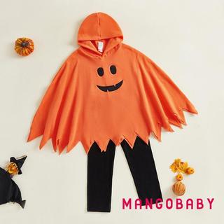 MG-Toddler Bé Gái Bé Trai Mùa Thu Trang Phục Ma Mỉm Cười In Hình Áo Khoác Và Quần Dài 2 Bộ Quần Áo Halloween