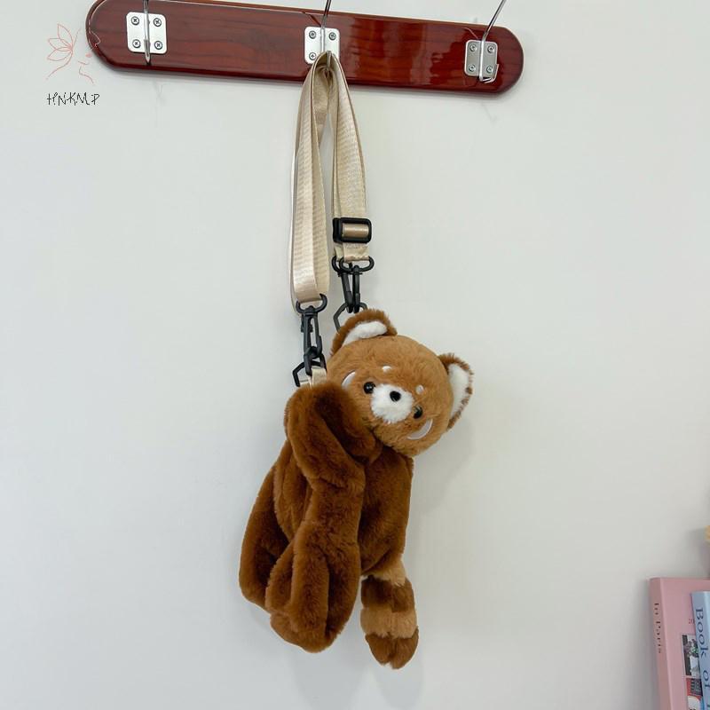 HNKMP Gấu Trúc Đỏ Sang Trọng Ba Lô Búp Bê Sang Trọng Dễ Thương Nữ Đeo Ngang Mềm Túi Đeo Vai Cho Cắm Trại Tiệc Du Lịch Quà Tặng Sinh Nhật Nữ.