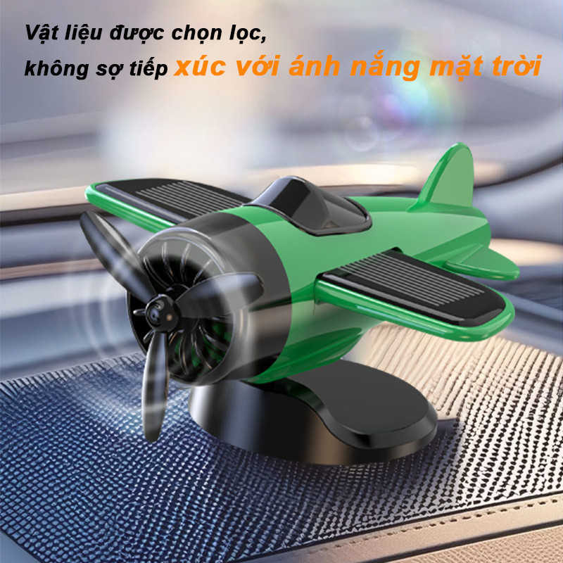 Trang trí ô tô năng lượng mặt trời – Máy bay chiến đấu, cánh quạt quay theo ánh sáng, chất liệu ABS bền đẹp