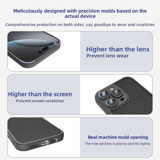 Lưới Tổ Ong Khu Tản Nhiệt Ống Kính Phim Kinh Doanh Vỏ Điện Thoại Cho iPhone 16 15 14 13 Pro Max Cover