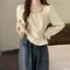 Áo sơ mi dài tay và áo thun nữ kiểu Pháp, phù hợp mùa thu