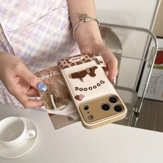Bảo Vệ Toàn Diện Ống Kính Dễ Thương Sang Trọng Chó Con Da Báo Da Mềm Ốp Lưng Điện Thoại iPhone 17Promax 17Pro 13 14 15 16 Pro Max Chống Sốc Ngọt Ngào Nữ Tính Nữ Vỏ Điện Thoại Di Động