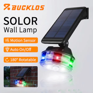 Đèn năng lượng mặt trời sáng BUCKLOS Cảm biến chuyển động chống nước ngoài trời Xoay 360 Đèn tường không dây