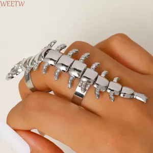 WEETW Gothic Punk Bông Tai Vòng Cổ, Phong Cách Retro Thép Không Gỉ Centipede Sụn Trang Sức, Cá Tính Thiết Kế Độc Đáo Không Phai Màu Côn Trùng Xuyên Vòng Trâm Cài