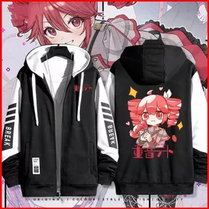 Ảo Ca Sĩ UTAU Kasane Teto Hoạt Hình anime Dây Kéo Áo Khoác Áo Unisex Dài Tay Top