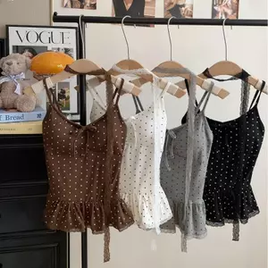 Quần Áo Nữ Thời Trang Mùa Hè Chấm Bi Màu Trơn Sling Nữ Thời Trang Xuất Hiện Mỏng Mỏng Phong Cách Trẻ Trung Áo VN