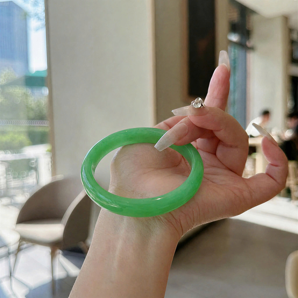 [𝐒𝐀𝐋𝐄] Vòng Tay Giả Ngọc Xanh Ngọc Bản Tròn – Phụ Kiện Nữ Phong Cách Hàn Quốc 𝐊𝐈𝐌 𝐓𝐇À𝐍𝐇 𝐁Ả𝐎
