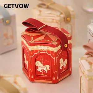 Hộp quà tặng băng chuyền GETVOW, Hộp kẹo cưới bằng giấy, Tay cầm bằng da sinh nhật Túi quà cầm tay