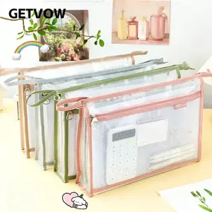 Hộp đựng hồ sơ chủ đề GETVOW, Túi đựng hồ sơ giấy chống nước EVA, Dây kéo trong suốt Đóng cửa dung tích lớn Túi lưu trữ hồ sơ đi học