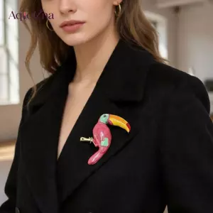 AqToCna Độc Đáo Vintage Men Vẹt Kim Loại Trâm Cài Màu Sắc Sống Động Ve Áo Pin Dành Cho Nữ Cosplay Trang Phục Ngày Lễ Quà Tặng Trang Sức Phụ Kiện AqToCna