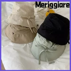 Mũ ngư dân MERIGGIARE, Dây chắn gió Mũ chống nắng màu trơn, Mũ che nắng ren mỏng thông thường Mũ lưu vực mùa hè