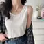 Mùa hè 2026 Màu trơn Phong cách lười biếng Áo yếm cơ bản Cảm giác cao cấp Slim-fit Slimer Look có thể mặc trong