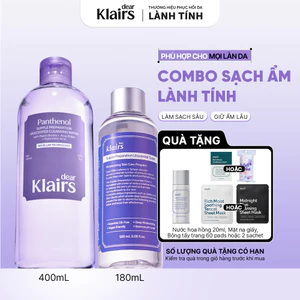 COMBO Dear, Klairs Nước tẩy trang Supple Preparation Unscented Cleansing Water 400ml +Nước hoa hồng Unscented 180ml [FS]