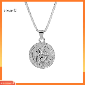 Một thế giới| Unisex Saint Christopher Bảo Vệ Chúng Ta In Chữ Thánh Mặt Dây Chuyền Vòng Cổ Bùa Hộ Mệnh