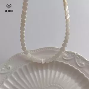 Thời Trang Đa Năng Tinh Tế 6MM Vỏ Trái Tim Đính Hạt Nelace Dành Cho Nữ Bé Gái Tính Khí Ngọt Ngào Đơn Giản Dây Xích Xương Đòn Quà Tặng [Mina]