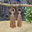 MAKY Bohemian Phong Cách Vintage Viền Mặt Dây Chuyền Gỗ Thiết Kế Vòng Tròn Dài Nelace Bông Tai Trang Sức VN
