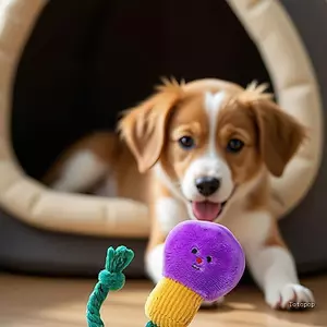 Top Bóng Đèn Sang Trọng Đồ Chơi Cho Chó Squeaky Nhai Dây Cotton Chống Cho Chó Con Mọc Răng Hỗ Trợ Vui Vẻ Giải Trí Đồng Hành Đồ Chơi