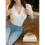 Áo thun ngắn tay cổ chữ V cổ chữ V Hot Girl phong cách Hàn Quốc mùa hè Skinny Slim-Fit Slimmer Look High Eo Tất cả