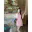Đầm dây nơ kẻ sọc màu hồng dành cho nữ mùa hè Pure Desire Hot Girl Váy ngắn không đều Váy hông eo hẹp