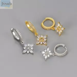 JVSUB ‌ Bông tai, Bông tai hình ngôi sao hướng dương lấp lánh, Bông tai đeo chéo bảo vệ bằng thép không gỉ sang trọng Bùa hộ mệnh pha lê Vòng bông tai Mặt dây chuyền Mặc hàng ngày