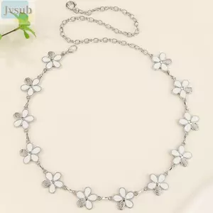 Dây thắt lưng kim loại JVSUB, Dây thắt lưng nữ màu vàng hợp kim bạc, Dây đeo bụng thắt lưng hoa thanh lịch gợi cảm dành cho nữ