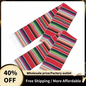 2 Gói 14 By 84 Inch Mexico Table Runner 14 x 84 Inch Tiệc Mexico Trang Trí Đám Cưới Viền Cotton Serape Chăn Bàn Á Quân (Đỏ