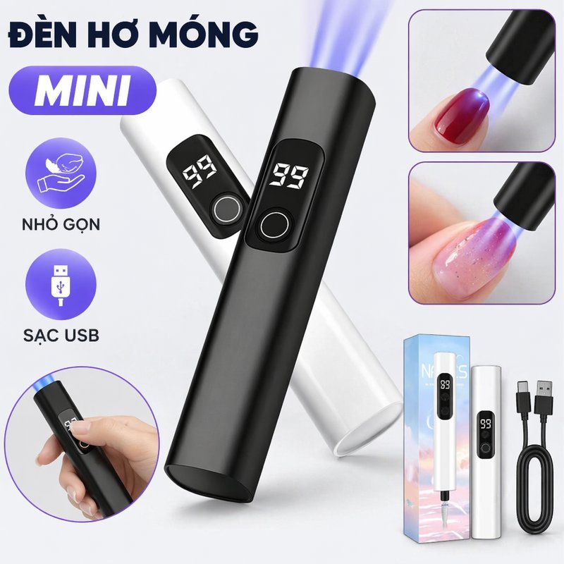 Đèn Hơ Móng Mini Cầm Tay,Thiết Kế Có Thể Sạc Lại Với Cổng USB,Công Suất 3w, Nhỏ Gọn Và Tiện Lợi