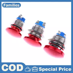 1PC Chống Nước IP65 SPST (BẬT) -Off 1NO 3A 250V Có Đầu Cuối Vít 16 / 19 / 22MM Kim Loại Tạm Thời Đầu Nấm Nút Nhấn Công Tắc