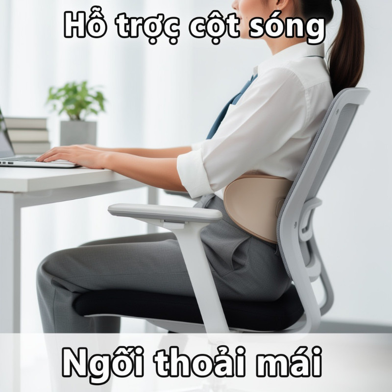 Ghế bệt tựa lưng công thái học hỗ trợ cột sống giảm đau lưng ngồi lâu thoải mái phòng học ký túc