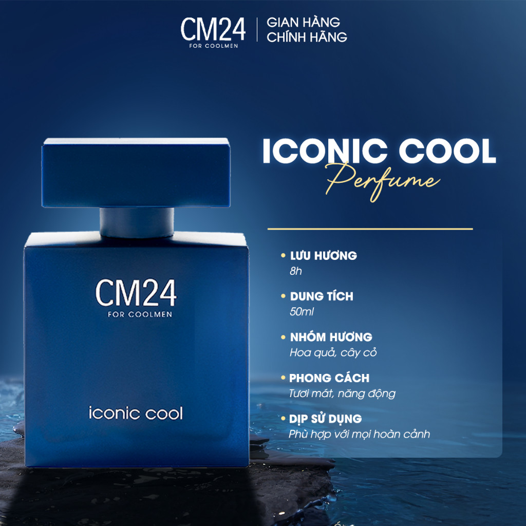 Nước Hoa Nam CM24 FOR COOLMEN ICONIC COOL Hương Tươi Mát, Trẻ Trung, Lưu Hương 8H  50ml