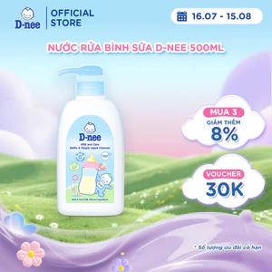 Nước rửa bình sữa D-nee, chiết xuất dưa leo, an toàn lành tính, khử khuẩn hiệu quả 500ml