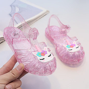 | women's sandals | sandals for girls ♥Giày Sandal Trẻ Em Dễ Thương Bé Trai Đế Mềm Đi Biển Lỗ Giày Trong Suốt Lấp Lánh Thạch Công Chúa Giày La Mã Thoáng Khí Hợp Thời Trang♤