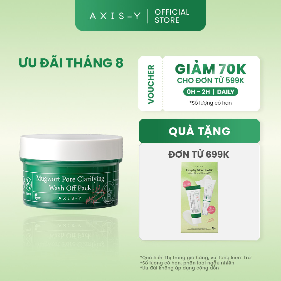 Mặt Nạ Đất Sét Ngải Cứu Hỗ Trợ Làm Sạch Lỗ Chân Lông AXIS-Y Mugwort Pore Clarifying Wash Off Pack 100ml