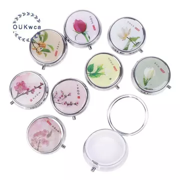 OUKwca Hoa Kim Loại Hộp Đựng Thuốc Tròn Thép Không Gỉ Hộp Đựng Thuốc Hộp Đựng Thuốc Chia Đựng Mới