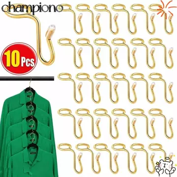 CHAMPIONO 10 Cái Móc Kết Nối Móc Treo, Móc Treo Quần Áo Kim Loại Nhiều Lớp Móc Mở Rộng, Móc Treo Quần Áo Tiết Kiệm Không Gian Bền Đẹp Móc Treo Tủ Quần Áo Lưu Trữ Quần Áo